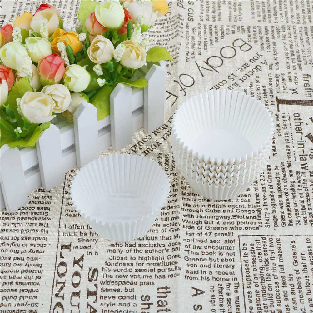 

100pcs/lot White Muffin Cupcake Paper Cups Paper Forms For Cupcakes Bakeware Cake Tools Cupcake Paper Cases Cupcake Paper Cups