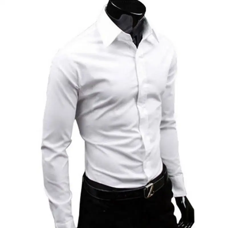 Для мужчин стильные Повседневное однотонные Цвет Slim Fit платье рубашка с длинным