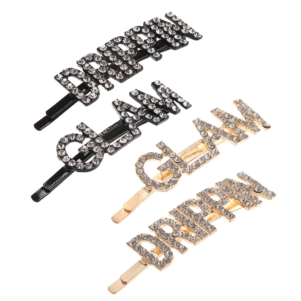 

Rhinestone letter Hairpins Crystal Hair Clips for Girls Headwear Adult Barrettes Hairgrips Hair Accessories Women