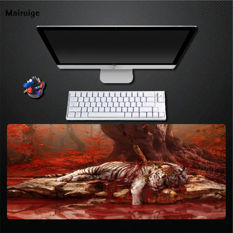 

Mairuige Red Bloody Kill White Tiger Art Mouse Pad Game Player Home Comfort Pad Natural Rubber Non-slip Fade Pad Keyboard