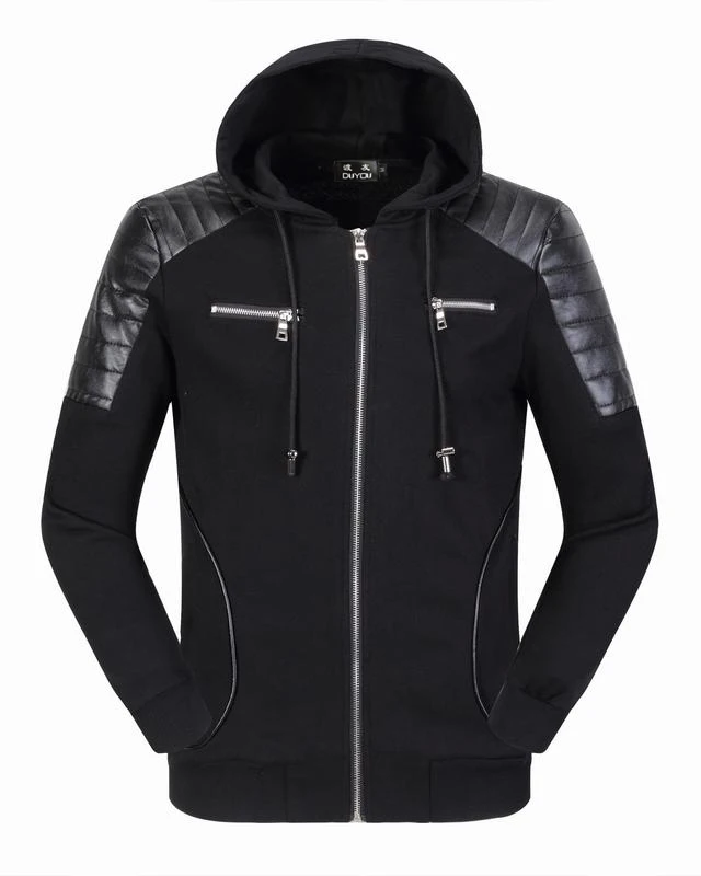 

PP Bag Packaging!New Arrivals 2018 Autumn Brand Fashion Mens Cardigan Hoodies Casual Coat Wear Fit Cotton Mens PU Splicing Coat