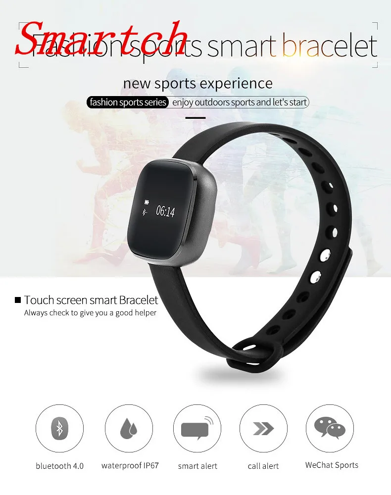 Smartch Smart Wristband V8 Watches Blood Pressure Fitness Tracker Smart Bracelet Heart Rate Monitor Pedometer Smart