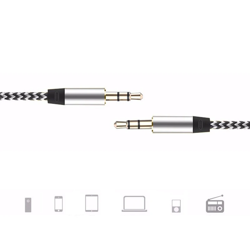 1 м нейлоновый AUX кабель Jack 3,5 мм аудио кабель 3,5 мм разъем для динамика кабель для iphone 6s наушники для автомобиля Xiaomi redmi 5 plus AUX шнур
