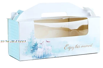 

Portable cake Box with PVC window macarons,Biscuits,candies Pancakes boxes pastry packaging boxes 100 pieces/lot