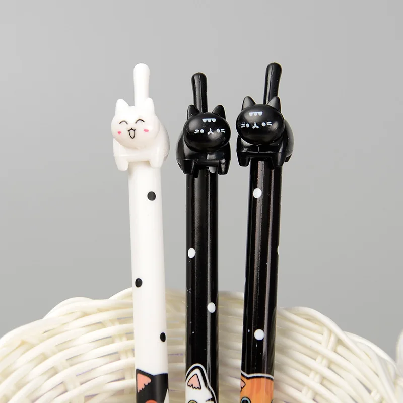 Kawaii Cartoon Cat Tail Gel Pen DIY Office Stationery and School Supplies Smooth Writing Black Ink 0.38mm Pen 1PCS