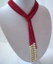 

fine word Stunning Red Coral Necklace Fine jewellery 50'' Women jewelry Wholesale fshipping Factory wholesale price