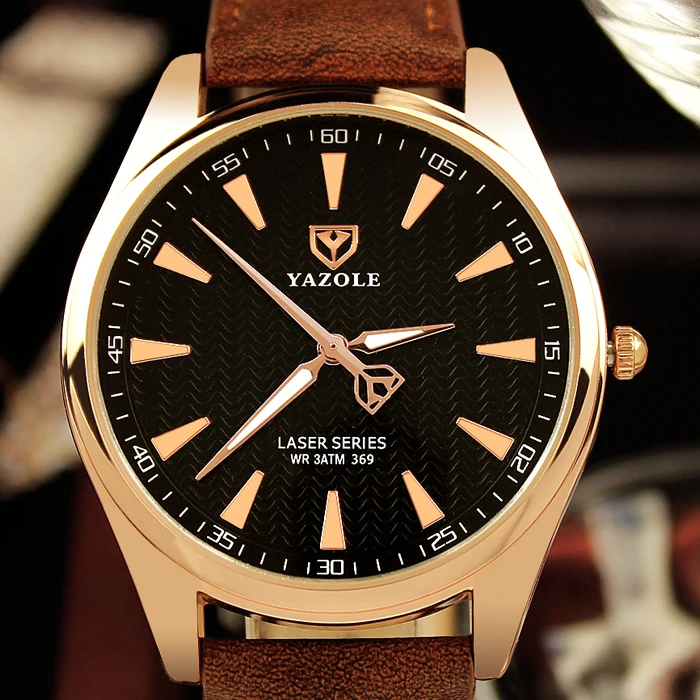 YAZOLE 369 Men's Simple Dress Business Watch Rose Gold Men Watches