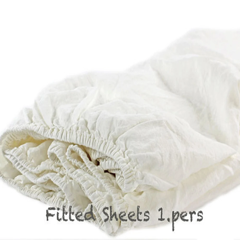 White Vintage Washed Linen Sheets Children Stonewashed French Linen