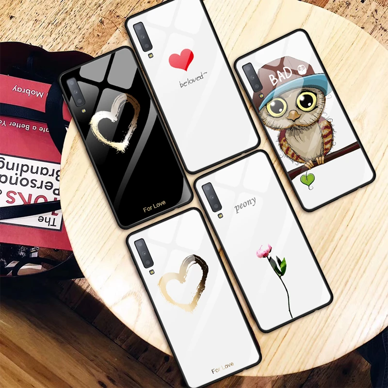 Роскошный чехол из закаленного стекла для Samsung Galaxy A7 2018 S8 S9 S10 телефона Note 8 9 J4 J6 Plus