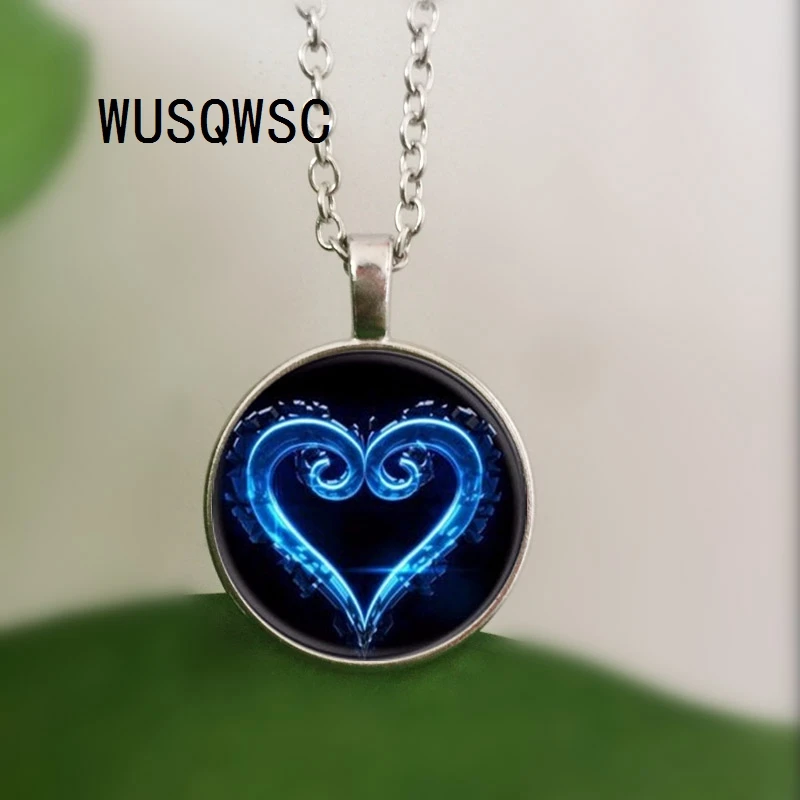 

WUSQWSC Kingdom Hearts Emblem Symbol glass Pendant Necklace charm necklaces choker pendant Jewelry