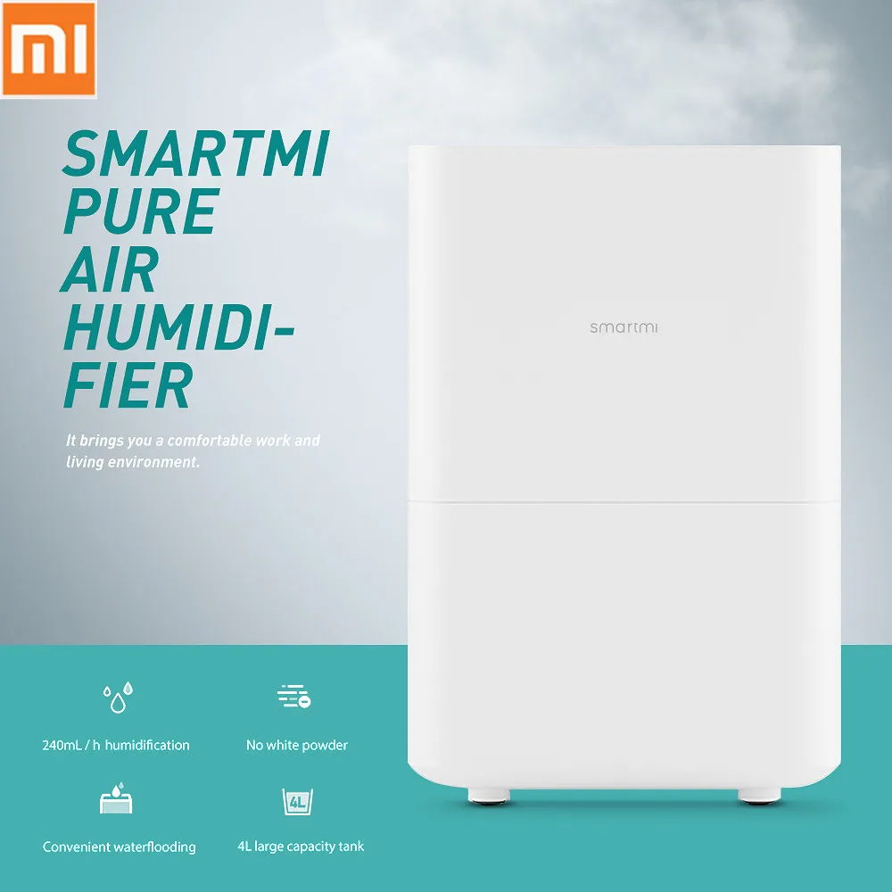 

Original Xiaomi Smartmi Viomi Air Humidifier 4L Capacity Tank Automatic Evaporation Aroma diffuser Essential oil APP Control