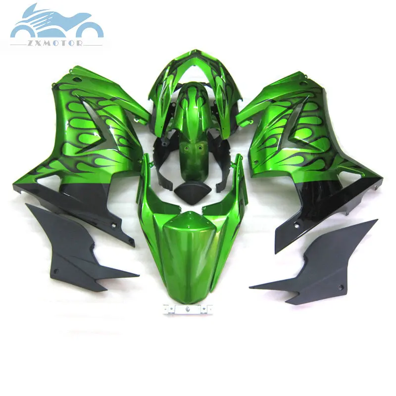 

Road racing Fairing bodykits for Kawasaki Ninja 250R 2008-2014 black flames green Fairings kit ZX 250 EX250 08 -14 bodyworks