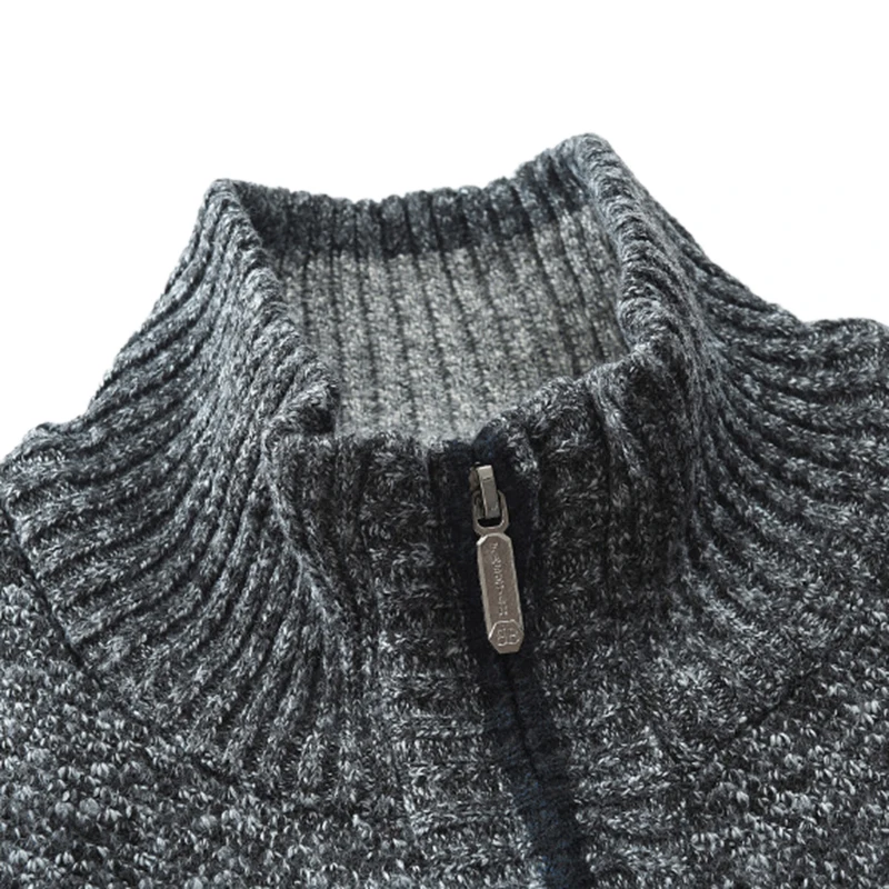 Man Autumn Winter Clothing M-3XL Plus Size Zipper Knitted Sweaters Male Long Sleeve Stand Collar Cardigan Jacket Coat Outwear