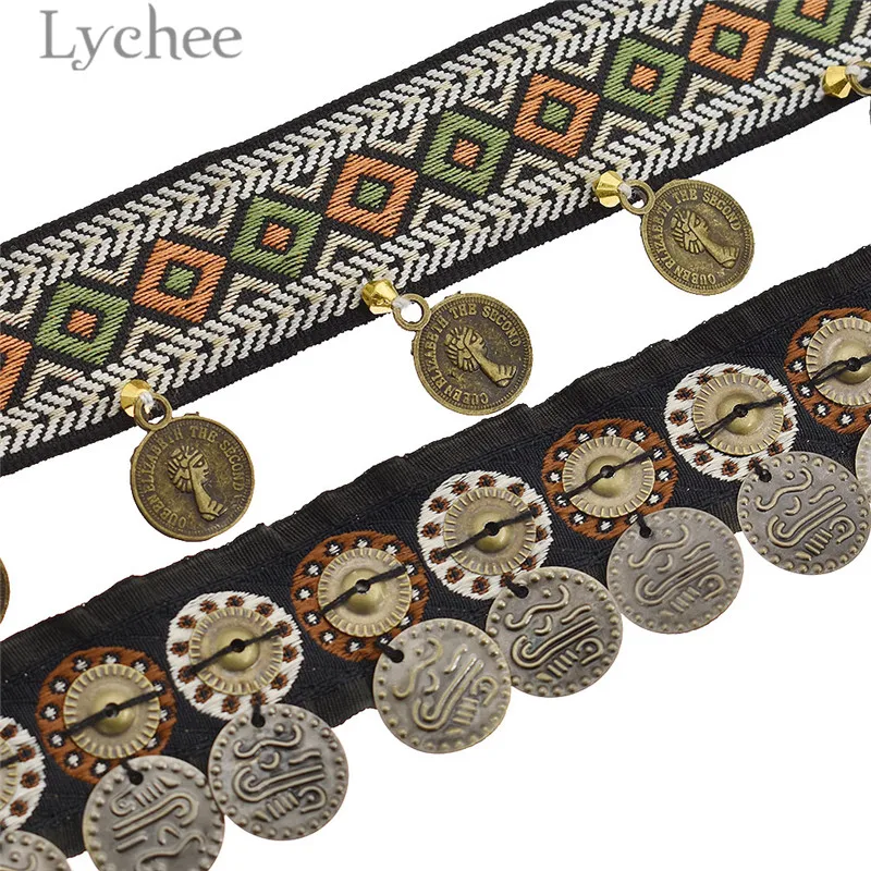 Lychee 1 ярд богемный стиль кисточкой ленты Винтаж тесьма отделка с железной ломтиком DIY Швейные материалы Поставки