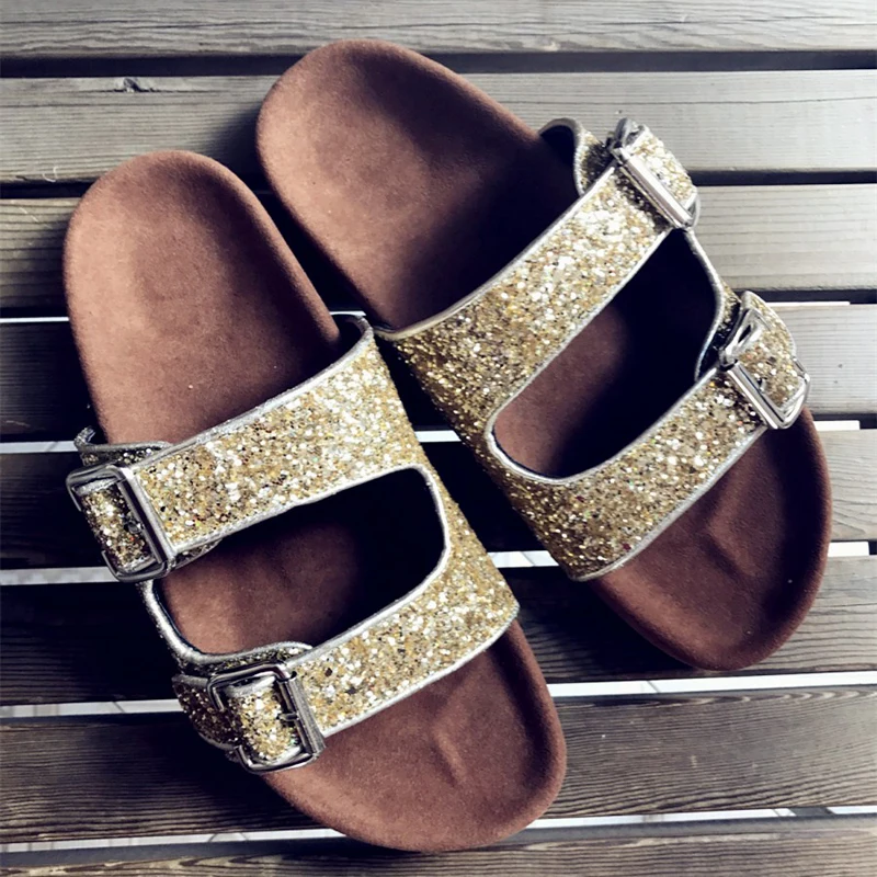 flat sequin sandals