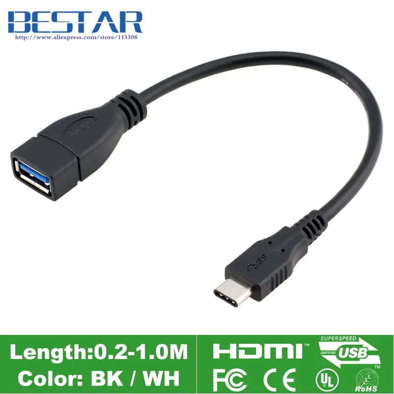 

USB 3.1 USB-C Type C OTG Cable On The Go 20cm For Typc-c Computer MateBook MI Tablet 2 3 Macbook Pro