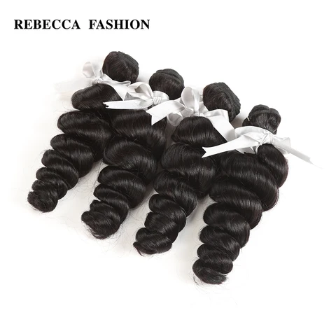 Extensões de Trama do Cabelo 10 a 26 Rebecca Peruano Onda Solta Tecer Cabelo Humano Pacotes Não Remy Polegada Frete Grátis 4 Ofertas