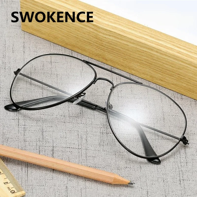 Бренд SWOKENCE, дизайнерское металлическое стекло без диоптрий, es, для женщин и мужчин, Модные Простые Стеклянные очки, очки, оправа F105