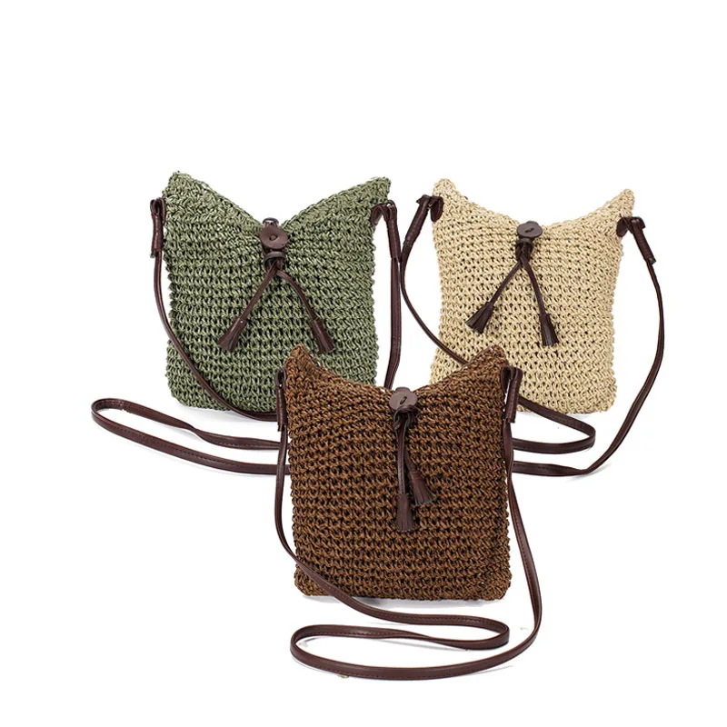 250pcs/lot Fashion Woven Straw Summer Shoulder Bags Women Weave