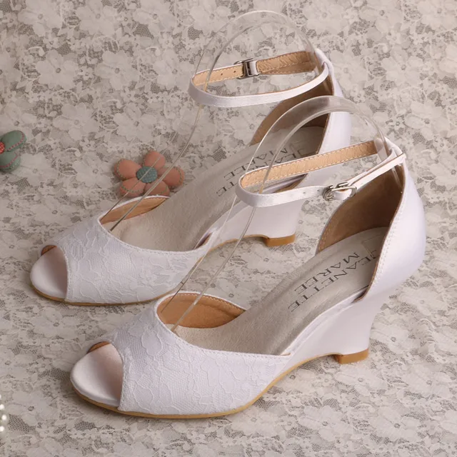 Wedopus MW560 Vrouwen Sleehak Wit Kant en Satijn Zomer Bruiloft Bruid  Sandalen|bride sandals|women wedgeswomens wedge heels - AliExpress
