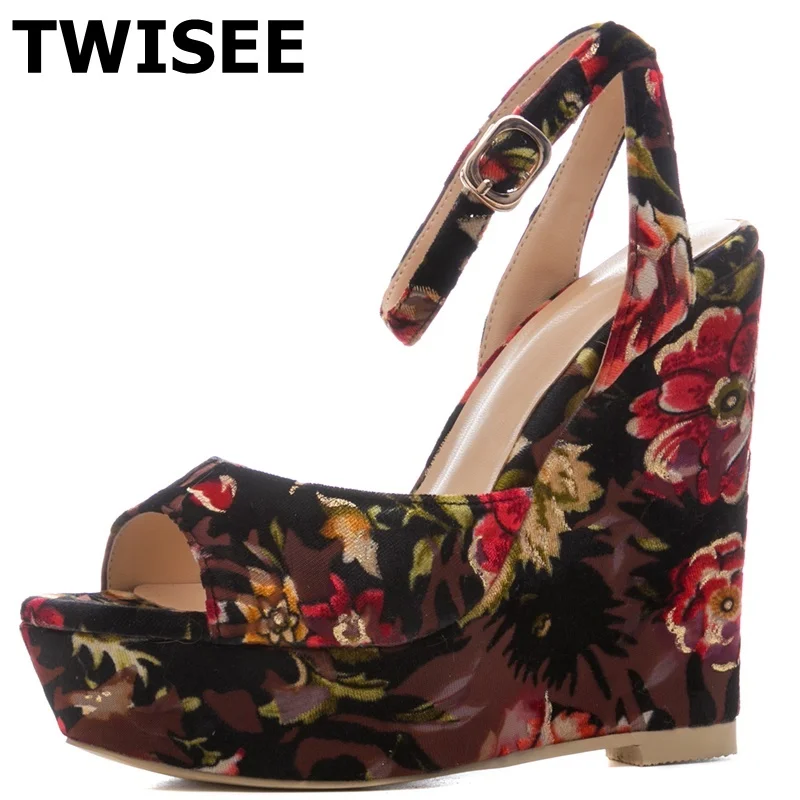 

zapatos mujer Sandals sapatos de salto alto new style fashion round toe wedges comfort mixed colors flower flower color