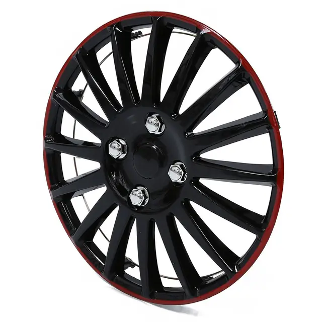 1 Pcs 15 Car Wheel Trims Hub Caps Plastic Covers Universal Black 1 Pcs 15 Car Wheel Trims Hub Caps Plastic Covers Universal Black Red