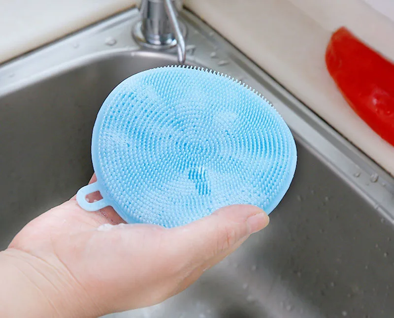 Silicone Dish Bowl Cleaning Brush Multifunction Scouring Pad Pot Pan Wash Brushes Kitchen Cleaner Washing Tool