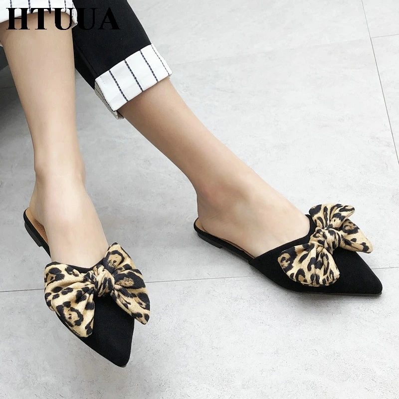 leopard slides with bow