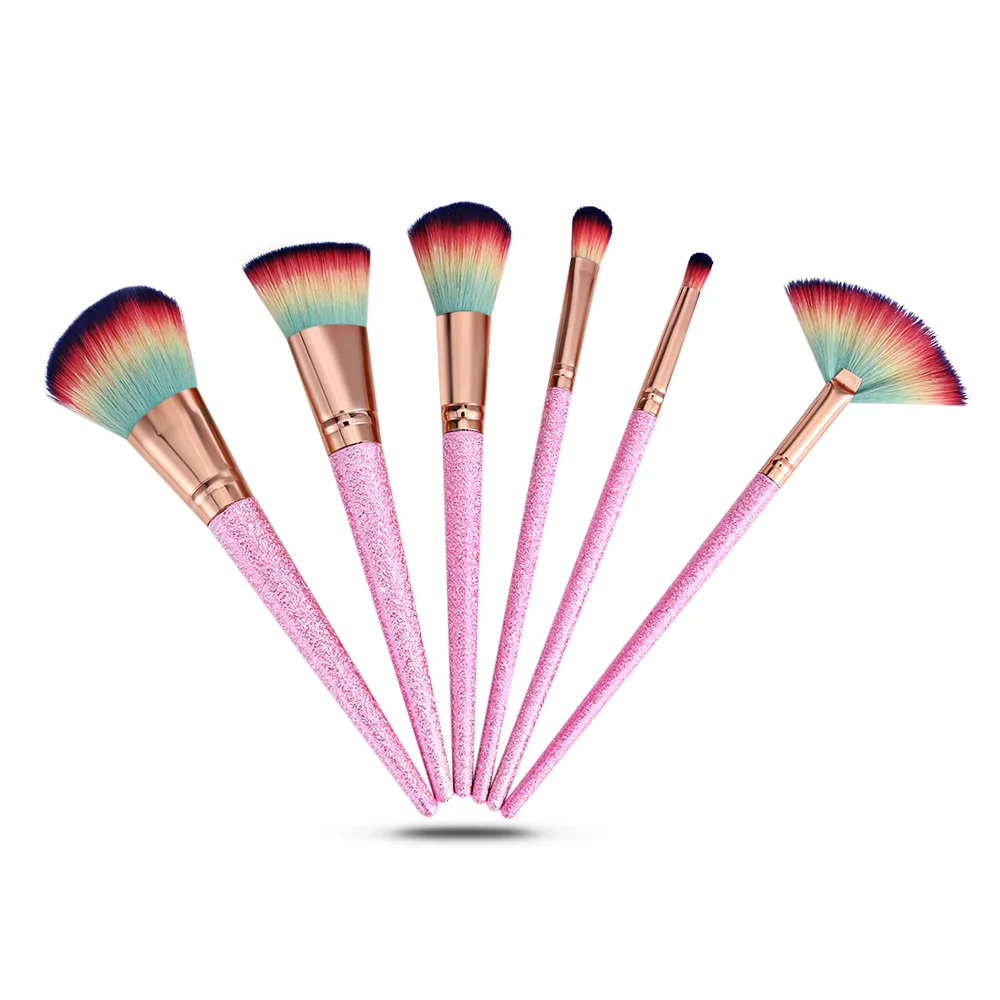 

Makeup Tools Powder Blusher Eye Shadow Lip Contour Brushes Sets Kits Plastic Handles Practical 6 Pcs
