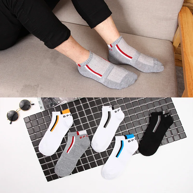 

Summer Cotton Socks Men Strip Bars Fashion Male Boat Socks Shallow Mouth Absorb Sweat Man Short Socks