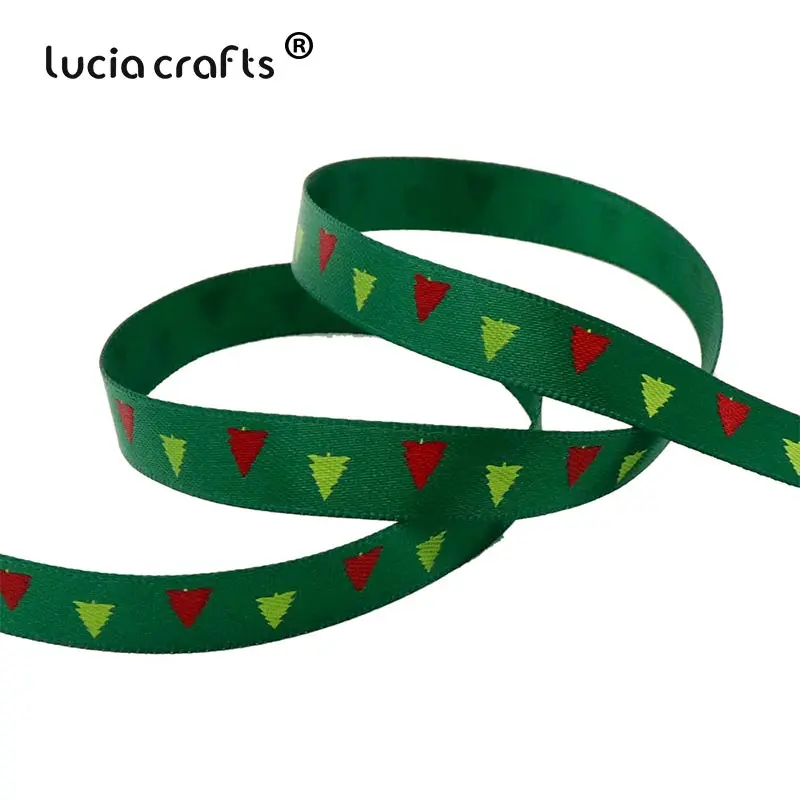 Lucia crafts 5 ярдов/12 ярдов 10 мм печатные рождественские корсажные/атласные ленты DIY рождественские вечерние упаковочные материалы T0502 - Цвет: Style 3    5yards