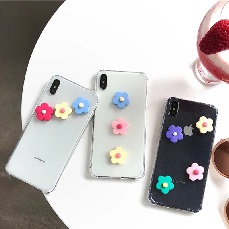 

Luxury Shockproof Bumper Transparent Colorful 3D Flower Case For iPhone 6 6S 7 8 Plus XS MAX XS XR 2019 Magnetic Bracket Cover