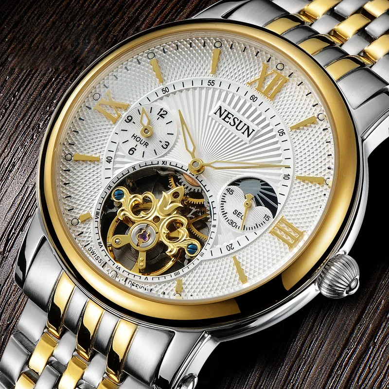 

Creative NESUN Waterproof Hollow Automatic Mechanical Wristwatches Fashion Luxury Men Watches Relogio Masculino Dress Top Brand
