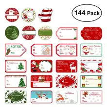 Pegatinas de Navidad autoadhesivas, etiquetas de regalo, surtido de 24 etiquetas, regalos de Navidad para Papá Noel y nieve, 144