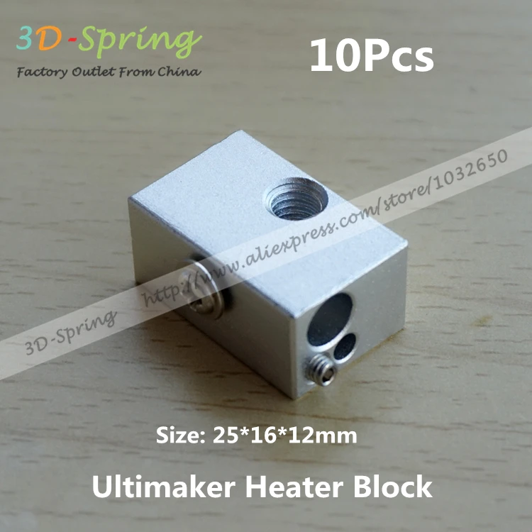

10Pcs Ultimaker Heater Block Extruder For Aluminium Print Head Hot End Heating Block 25*16*12 25x16x12 mm For 3D Printer
