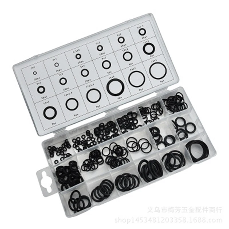 

225pcs boxed black O-ring black seal washer nitrile rubber Multi-type seal
