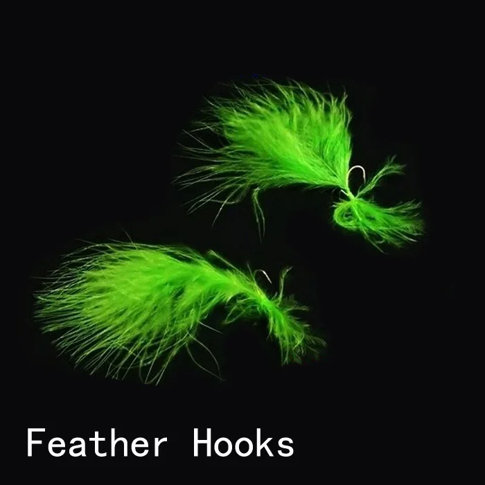 5pcs Feather Hooks Artificial Bait Fishing Lures Turkey Feather Hook