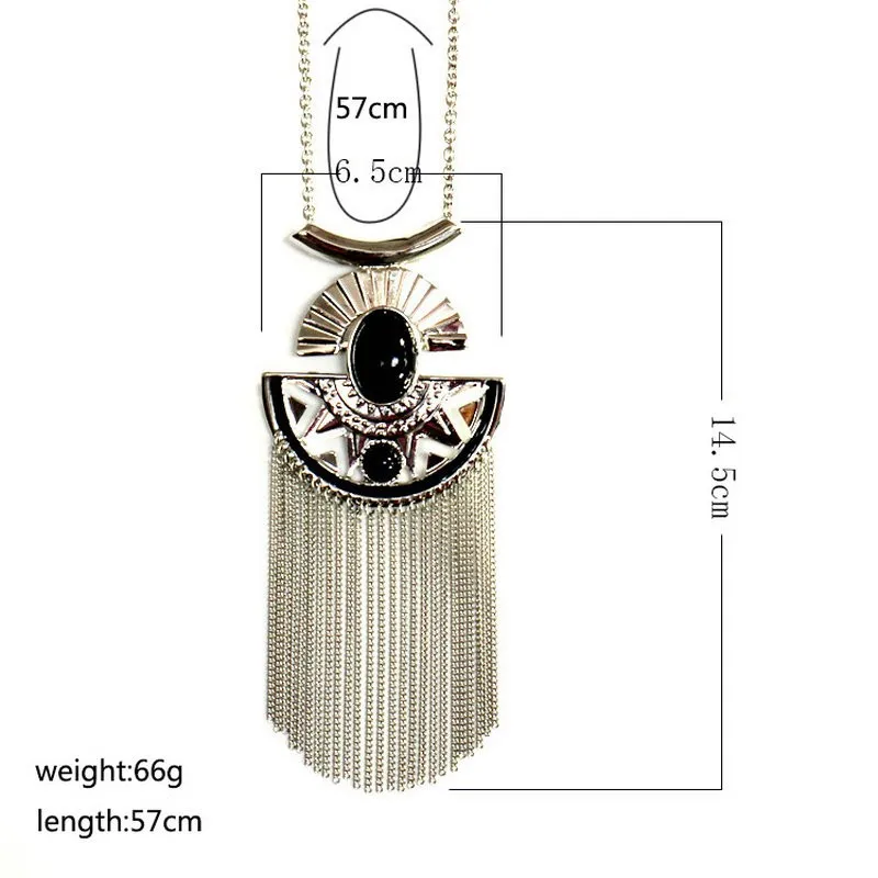 Модное ожерелье в стиле бохо, черная цепочка из бисера с кисточкой, античное золото/серебро, винтажное ювелирное изделие, цыганское этническое ожерелье