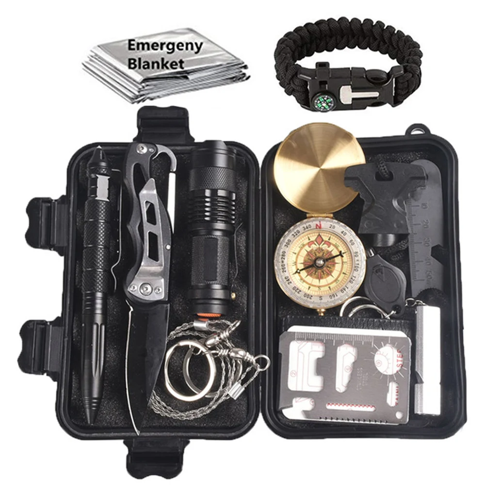 

13 in 1 survival kit Set Outdoor Camping Travel Multifunction First aid SOS EDC Emergency Supplies Tactical for Wilderness