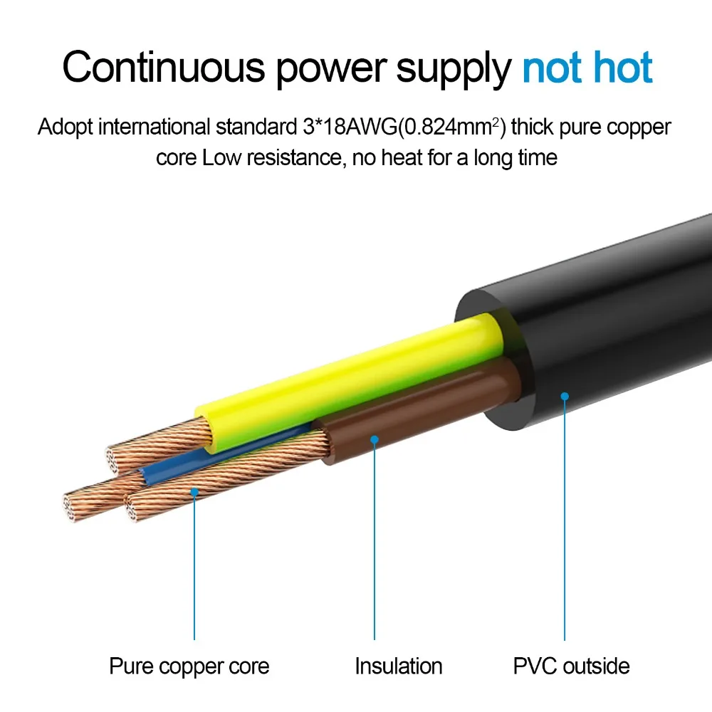 UL указан 6 футов 3 зубец AC Микки Маус кабель питания свинца 18AWG для ноутбука, монитора, плазменного ТВ, LG tv, компьютера хоста, проектора