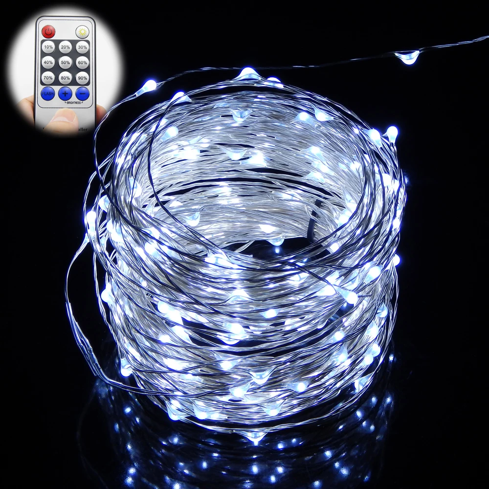 Warm white light 20m 30m 50m 200 300 500 leds silver wire led string light starry lights power ...