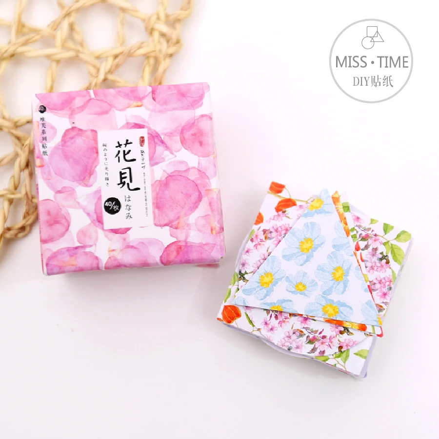 45Pcs Japanese Sticker Cute Flowers Sealing Stickers DIY Scrapbooking Post It Journal Phone Deco Illustration Box | Канцтовары для