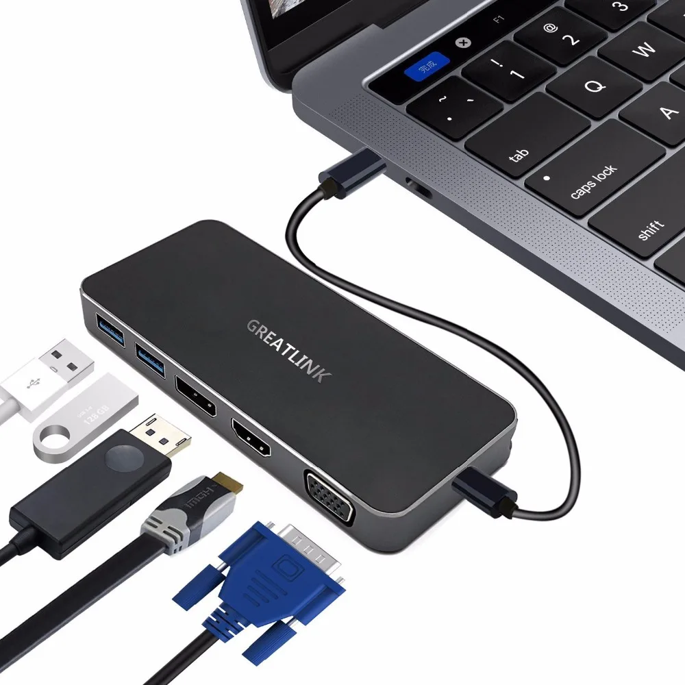Адаптер USB Type C thunderbolt 3 порт дисплея 1 2 VGA в HDMI сплиттер 0 DP конвертер с дисплеем