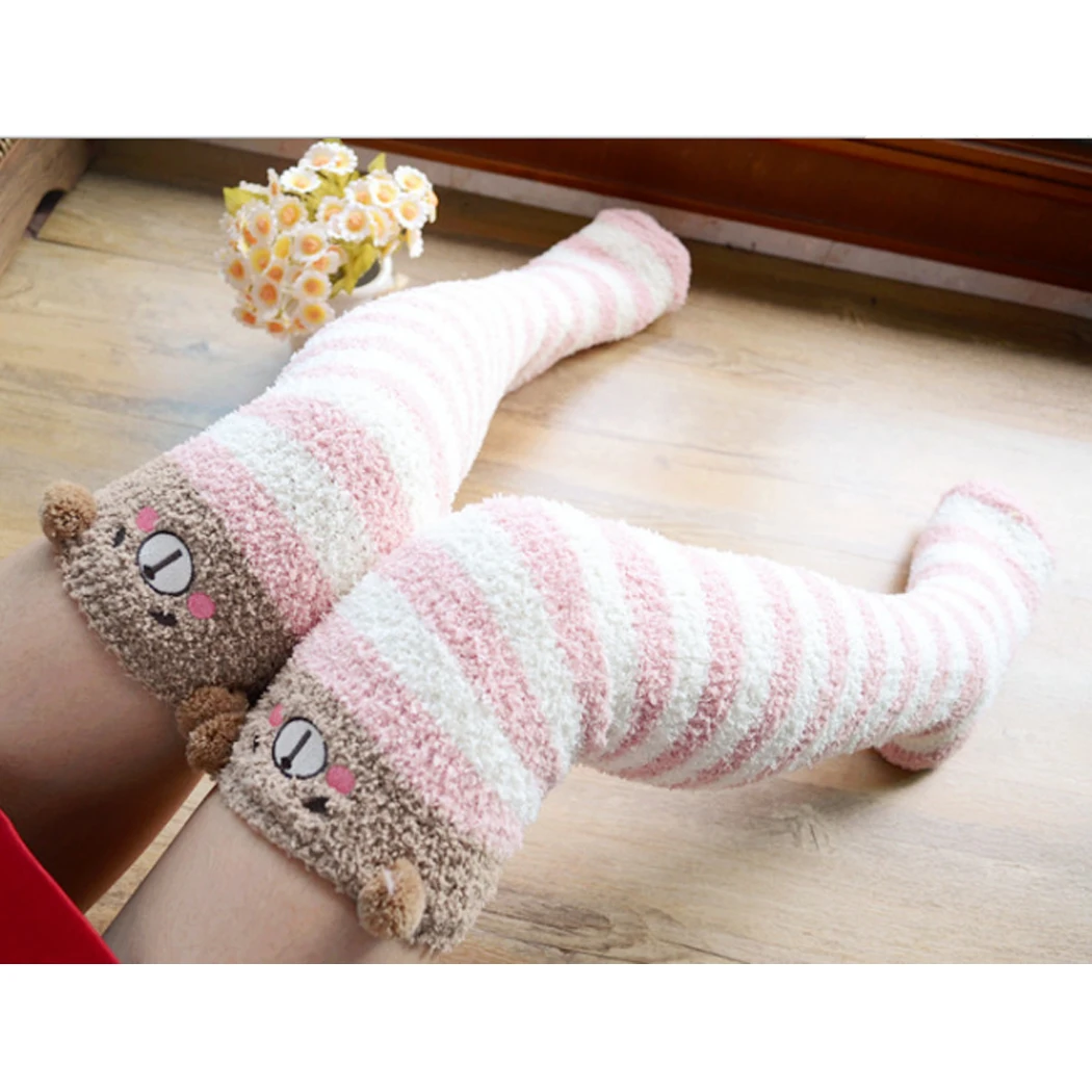 Милые носки для девочек с изображением животных милые женские бархатные теплые удобные длинные облегающие высокие носки Kawaii