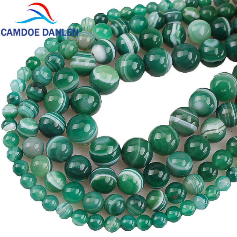 

Natural Stone Top Grade Green Onyx Stripe Agates Round Loose Beads 6 8 10 12 14MM DIY Bracelet Necklace Beads For Jewelry Making