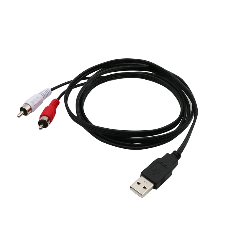 

1.5M Usb A Male To 2X Rca Phono Male Av Cable Lead Pc Tv Aux Audio Video Adapter