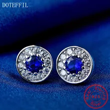 100% Sterling Silver Earrings Charm Women Fashion Blue Zircon Earrings 925 Silver Luxury Women Jewelry Earrings lotus fun moment real 925 sterling silver natural blue stone fashion jewelry cute hollow out honeybee dangle earrings for women