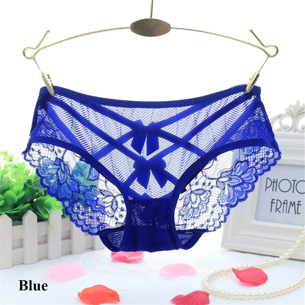 Buy Front Bowknot Back Cross Bandage Hollow Panties