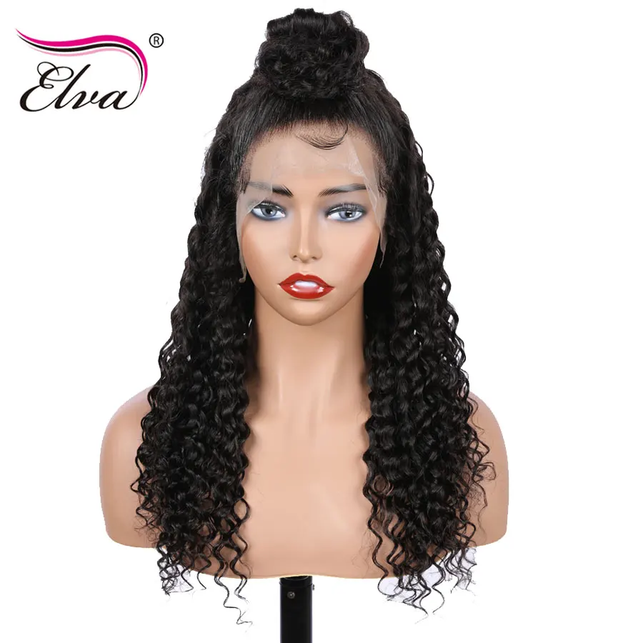 Волосы ELVA 13x6, парики из натуральных волос с волосами младенца, кудрявые, предварительно сорванные парики шнурка для черных женщин, бразильские волосы remy
