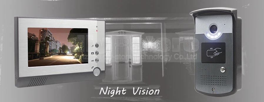 DIYSECUR Strike Lock 7 дюймов TFT цветной видео телефон двери визуальный домофон дверной звонок разблокировка при идентификации RFID светодиодный камера ночного видения